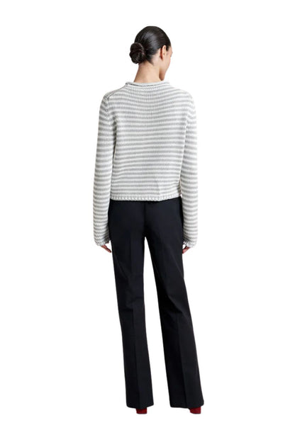 Mini Marina Fine Stripe Sweater in Grey/Ivory