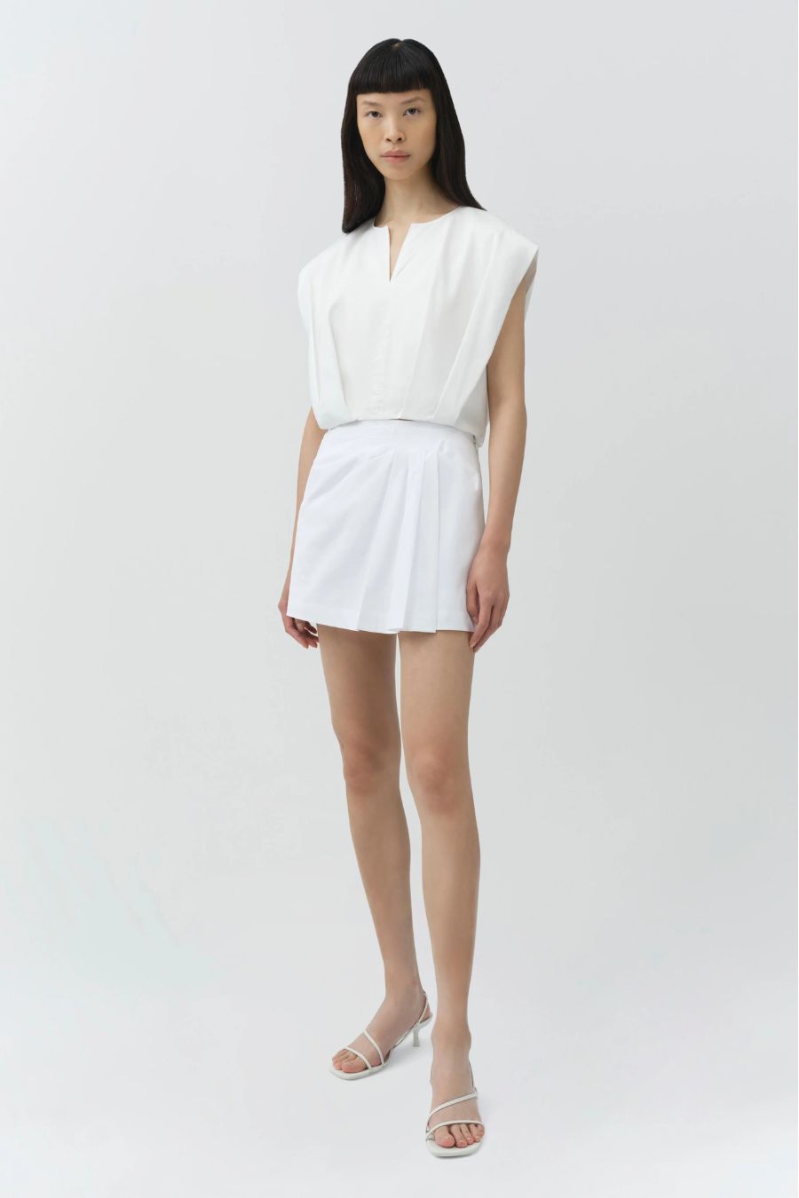 Devlin Pleated Mini Skort in White