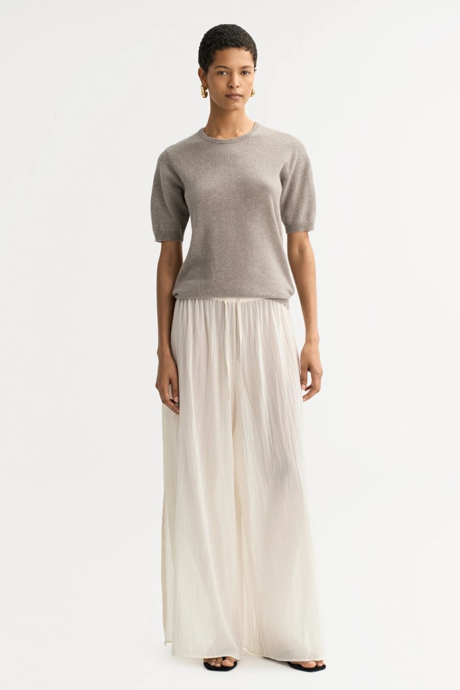 Short Sleeve Crewneck in Greige