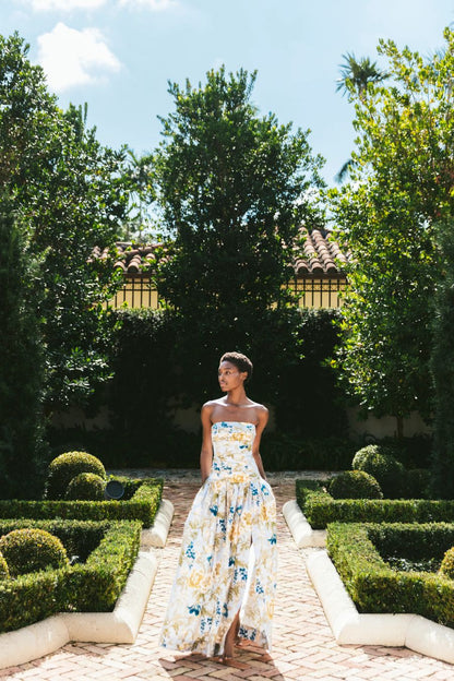 Montreal Gown in Flora Meadow Light Blue