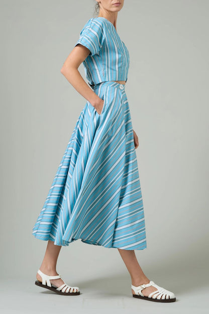 Audrey Skirt in Lagoon/White