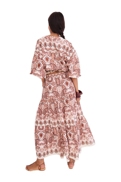 Melanie Skirt in Palm Paisley Ivory