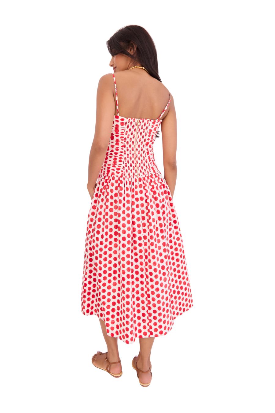Rahi Midi Dress in Celeste Spot Red