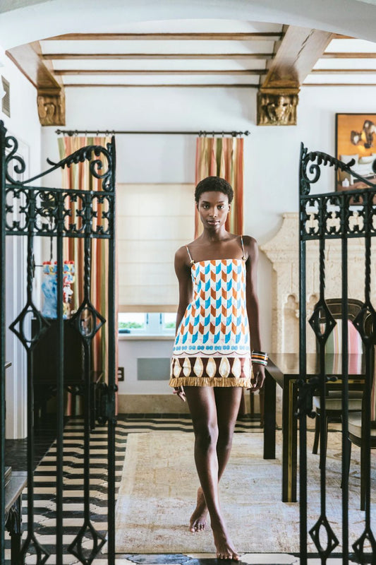 Valencia Mini Dress in Talavera Tile Ivory