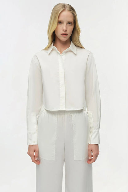 Renata Cropped Shirt in White