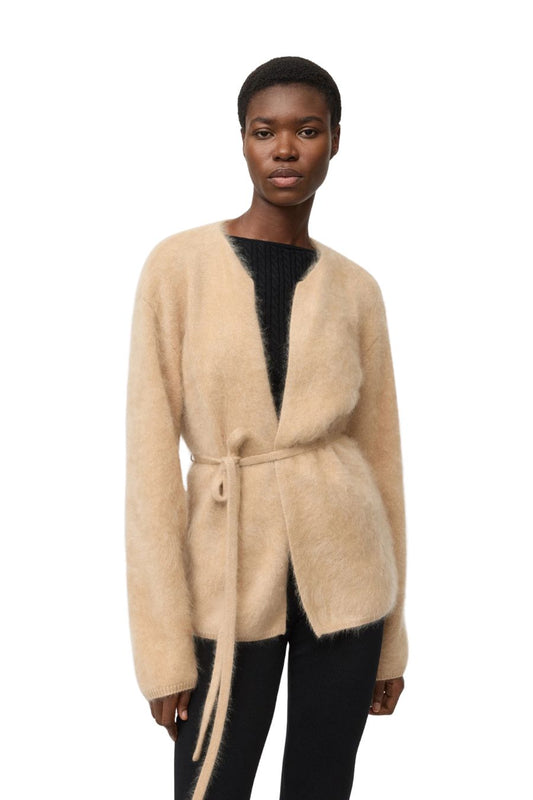 Brushed Cardigan in Camel