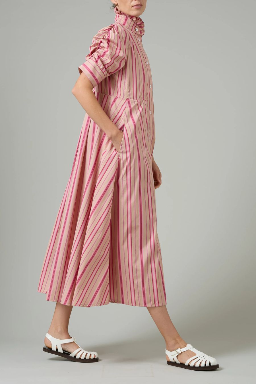 Venetia Dress in Biscuit/Pink