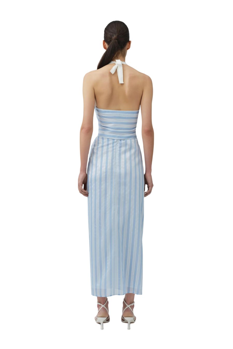 Liorra Draped Midi Skirt in Oxford Blue Multi