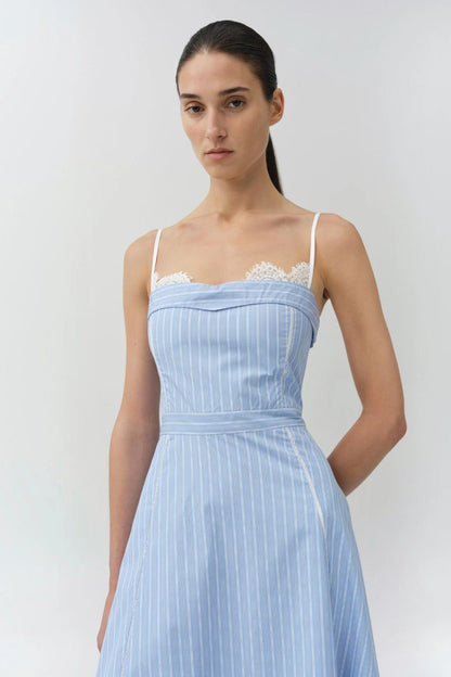 Avaleigh Midi Dress in Oxford Blue Stripe