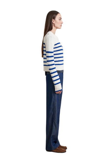 Mini Marin Sweater in Cream/Cobalt