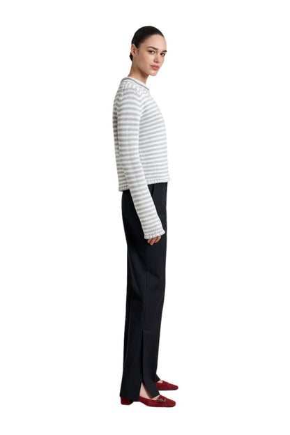 Mini Marina Fine Stripe Sweater in Grey/Ivory