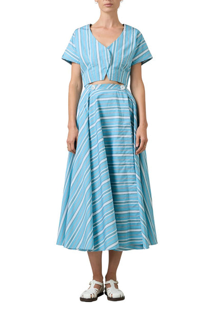 Audrey Skirt in Lagoon/White