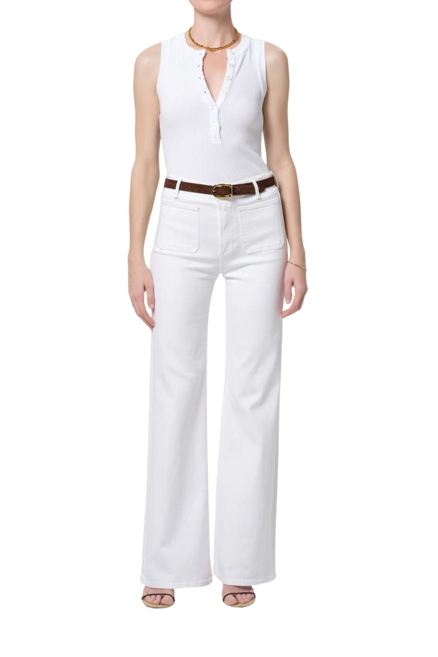 Kimberly Patch Pocket Flare in Soft White