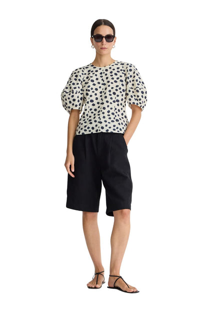 Lino Top in Yayoi Black/White