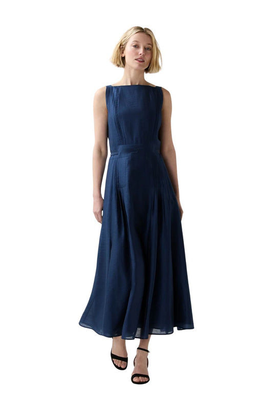 Rose Dress in Marine Featherweight Faille