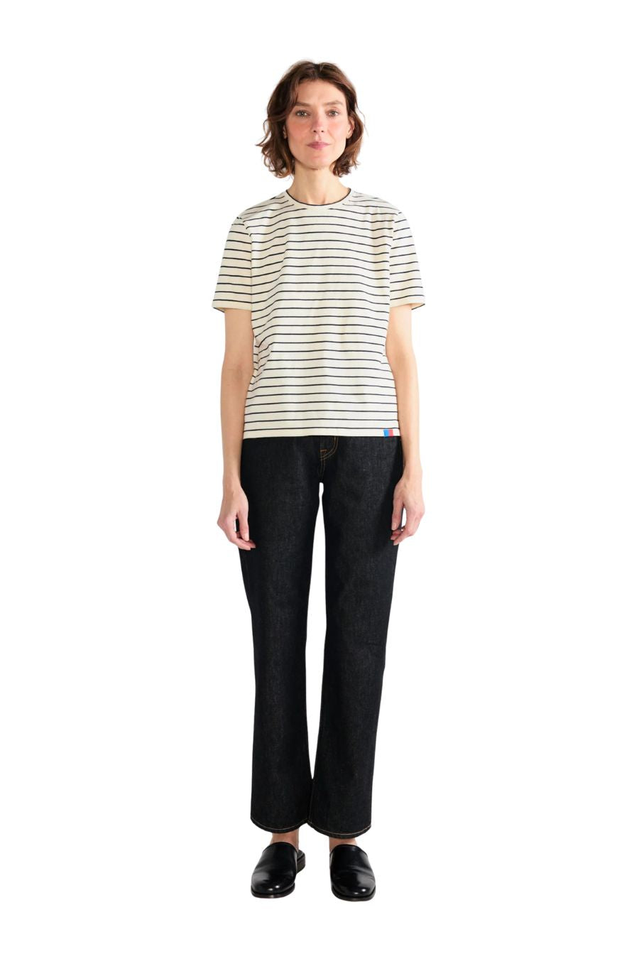 The Modern in Cream/Navy Pinstripe