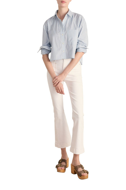 Carson High Rise Ankle Flare in White