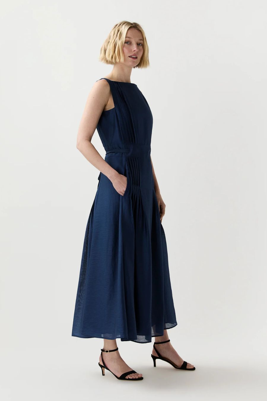 Rose Dress in Marine Featherweight Faille