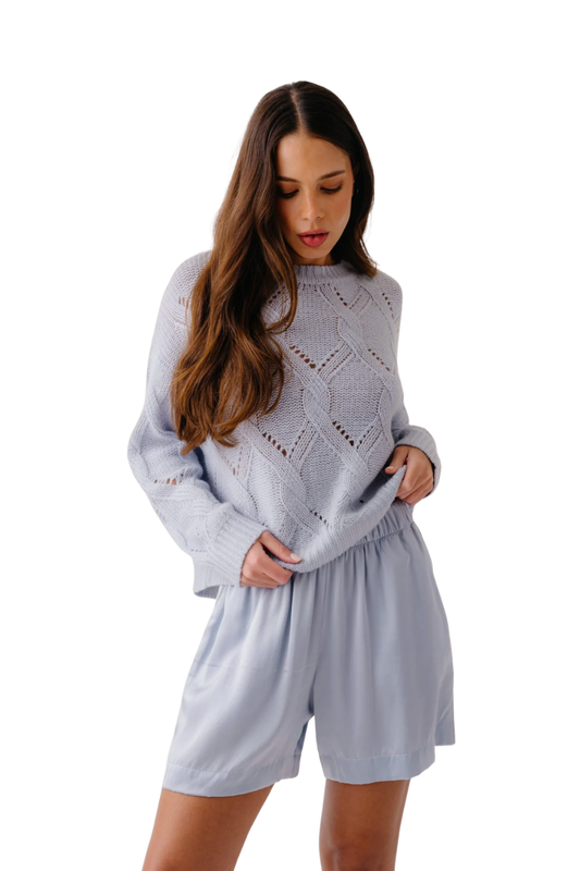 Brynn Short High Rise Pull on Silk Short in Whisper