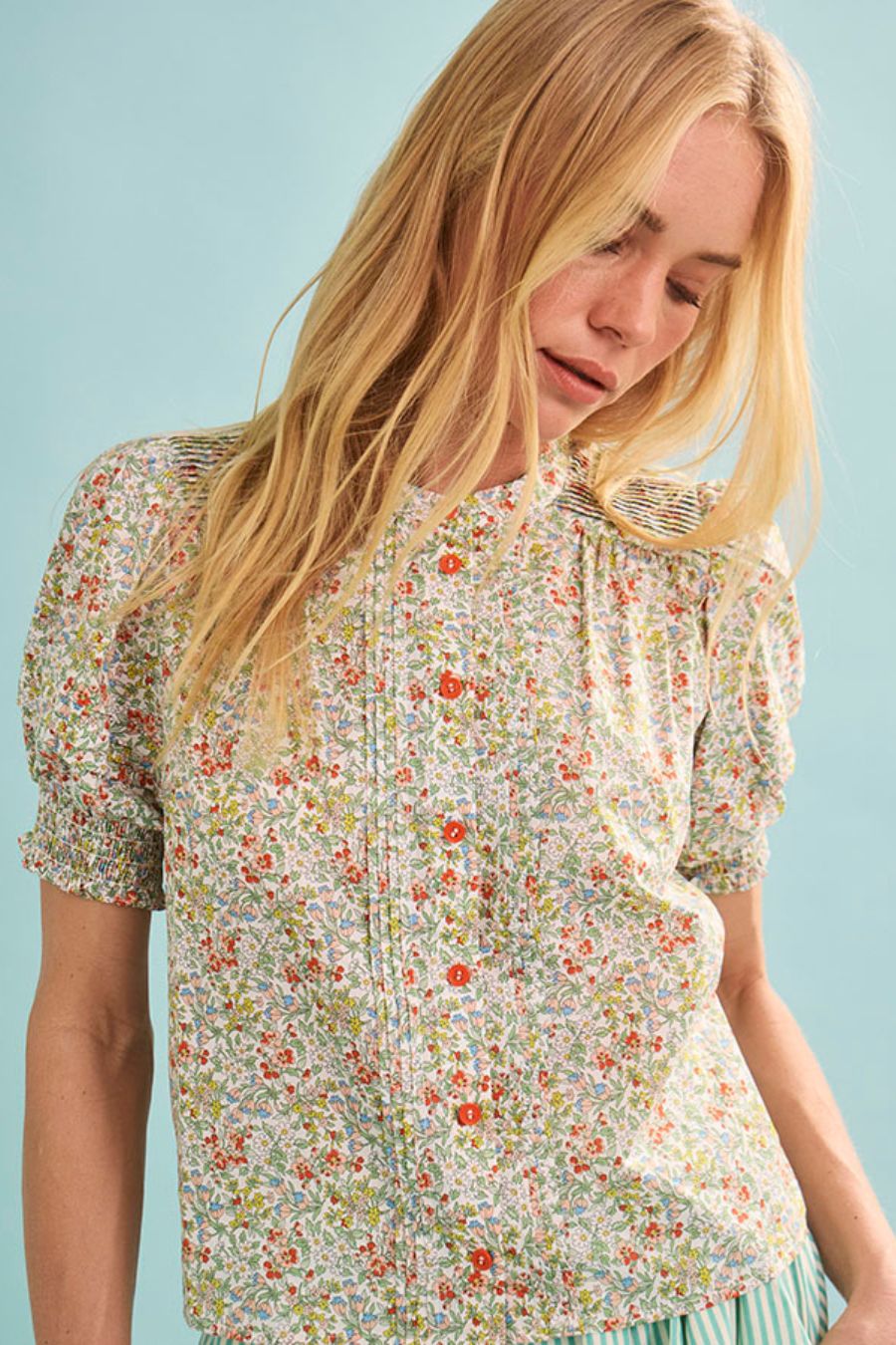 Hartley Top in Coral Multi