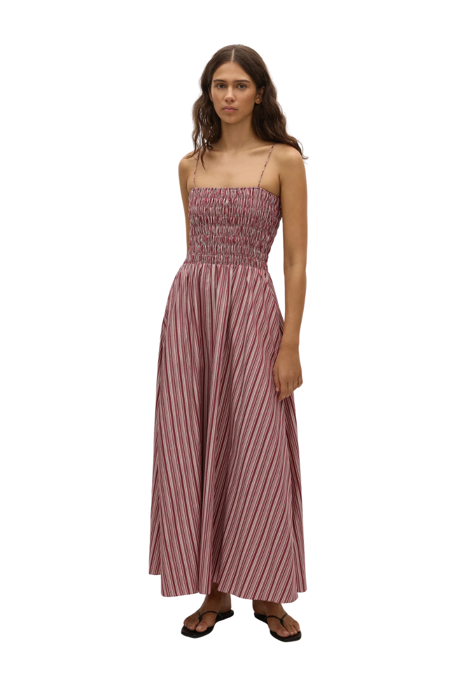 Anniken Maxi Dress in Burgundy Stripe