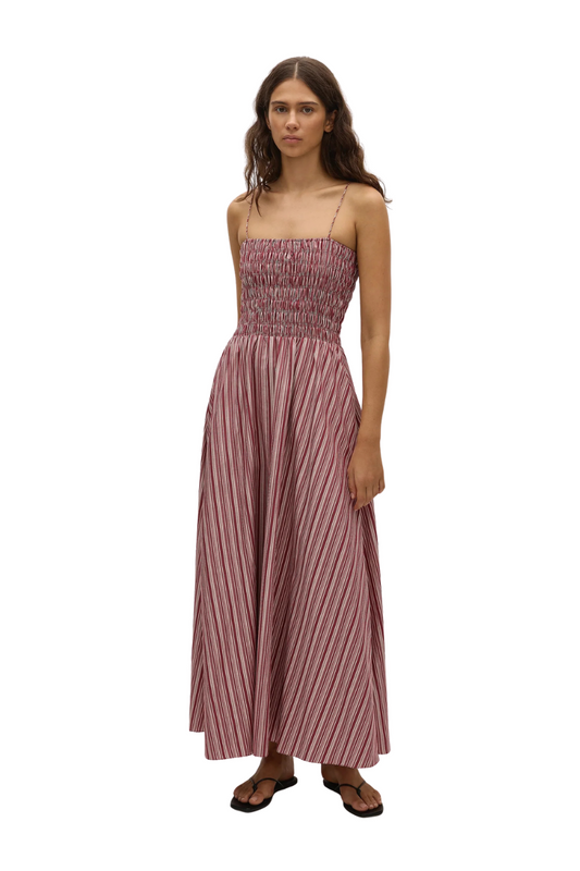 Anniken Maxi Dress in Burgundy Stripe