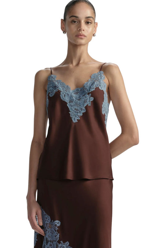 Hana Top in Ganache/French Blue