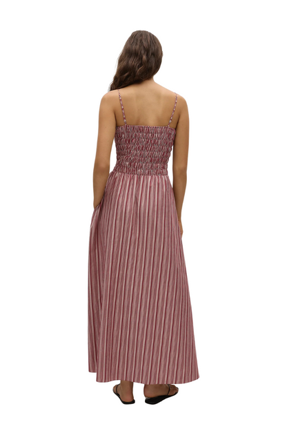 Anniken Maxi Dress in Burgundy Stripe