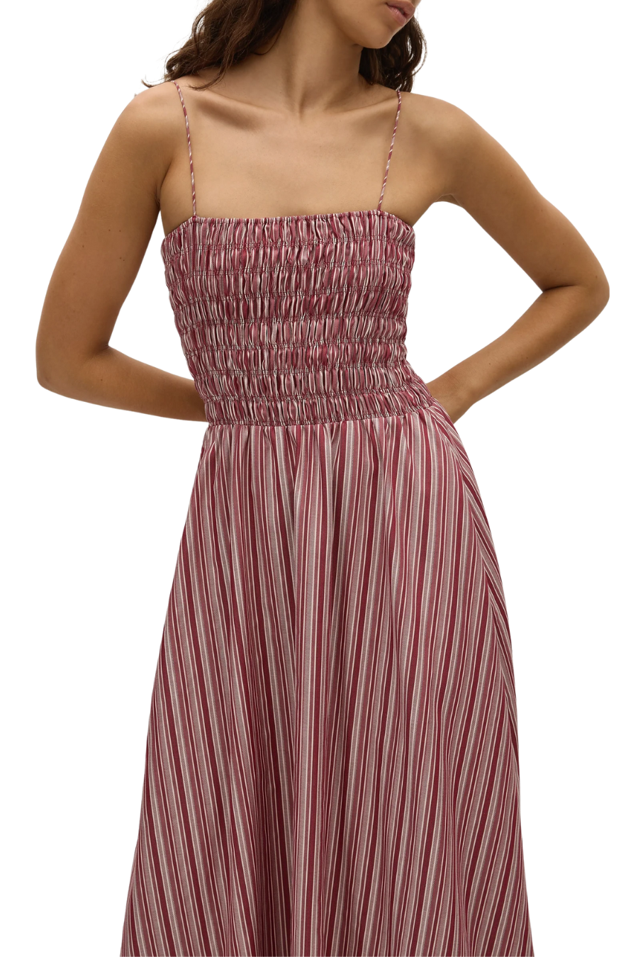 Anniken Maxi Dress in Burgundy Stripe
