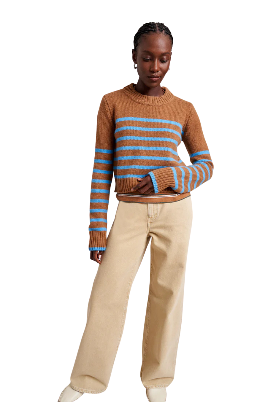 Mini Marin Sweater in Camel/Cerulean