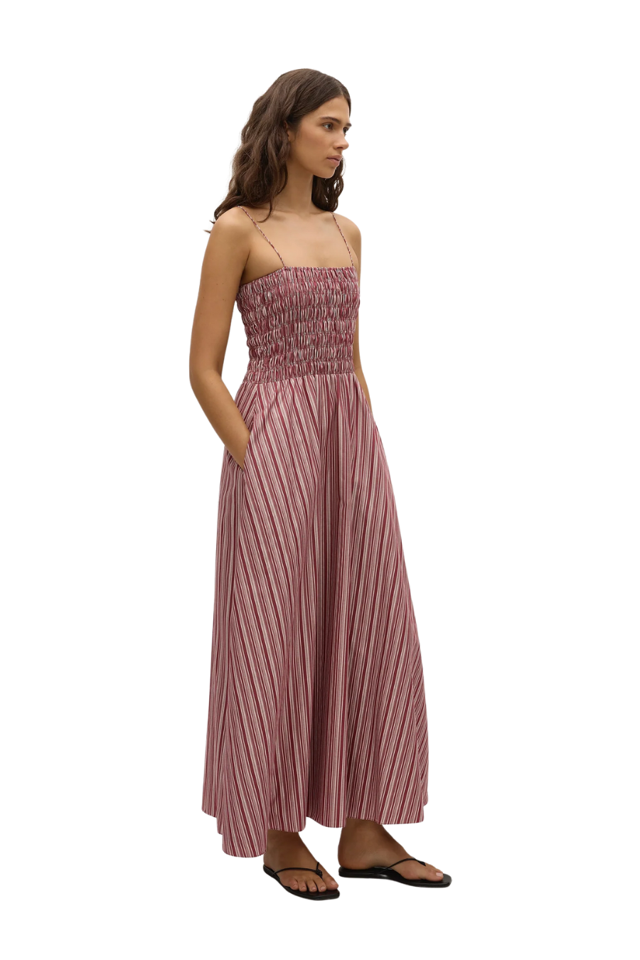 Anniken Maxi Dress in Burgundy Stripe