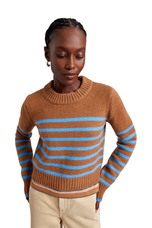 Mini Marin Sweater in Camel/Cerulean