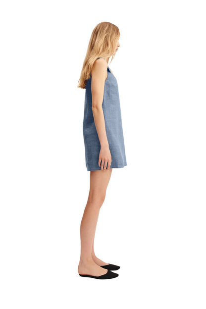Thea Shift Dress in Steel Blue