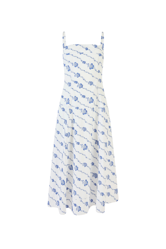 Drop Me a Note Dress in Winding Vines Embroidered Poplin