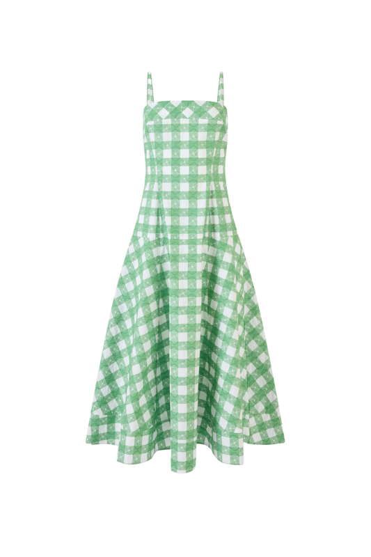 Drop Me a Note Dress in Picnic Embroidered Gingham