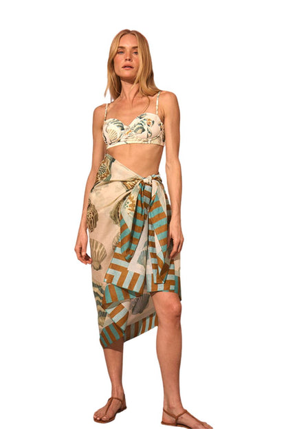 Sarong Cover Up in Somers Shell Cream OS