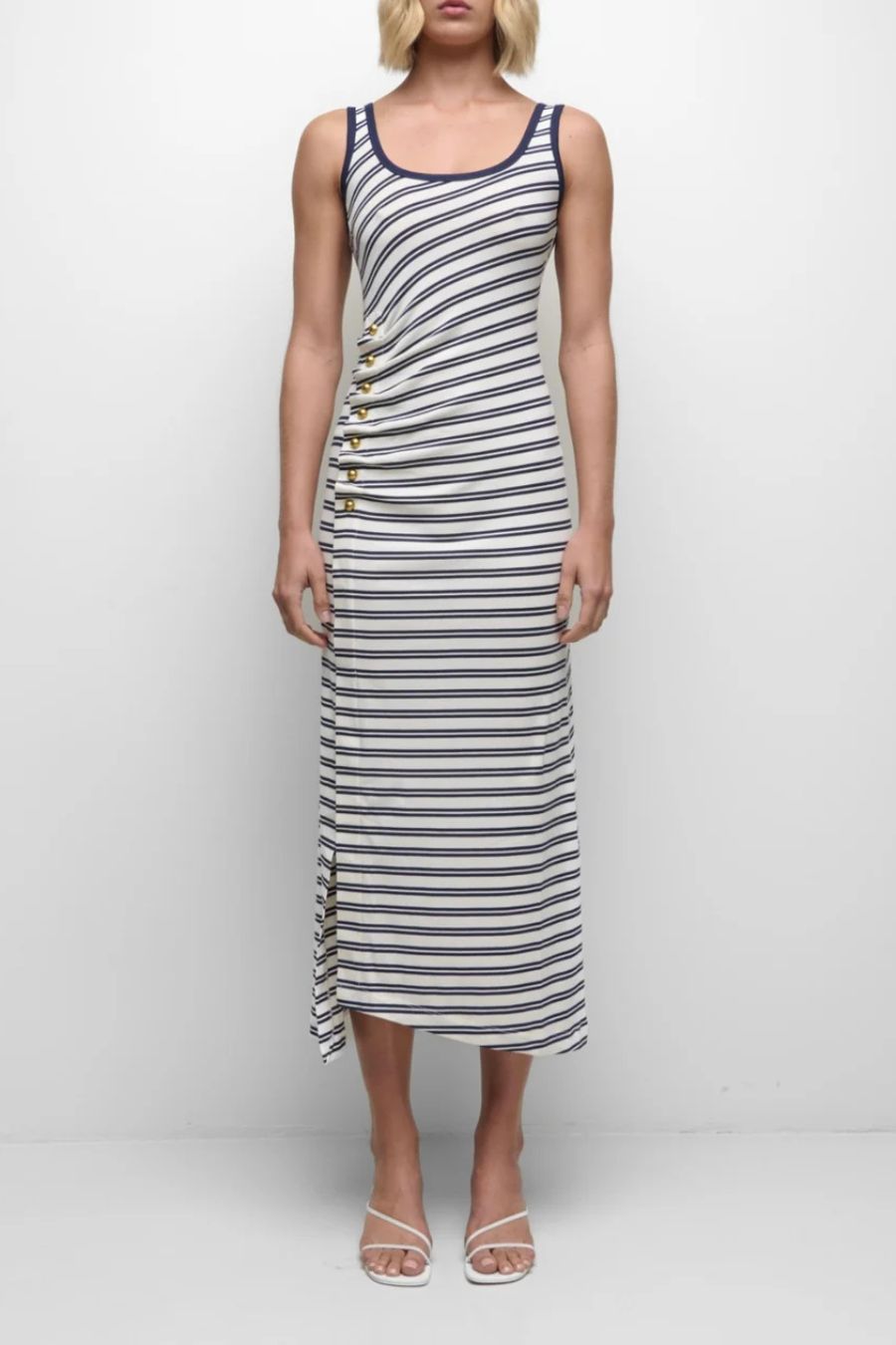 Becker Jersey Midi Dress in Midnight Stripe