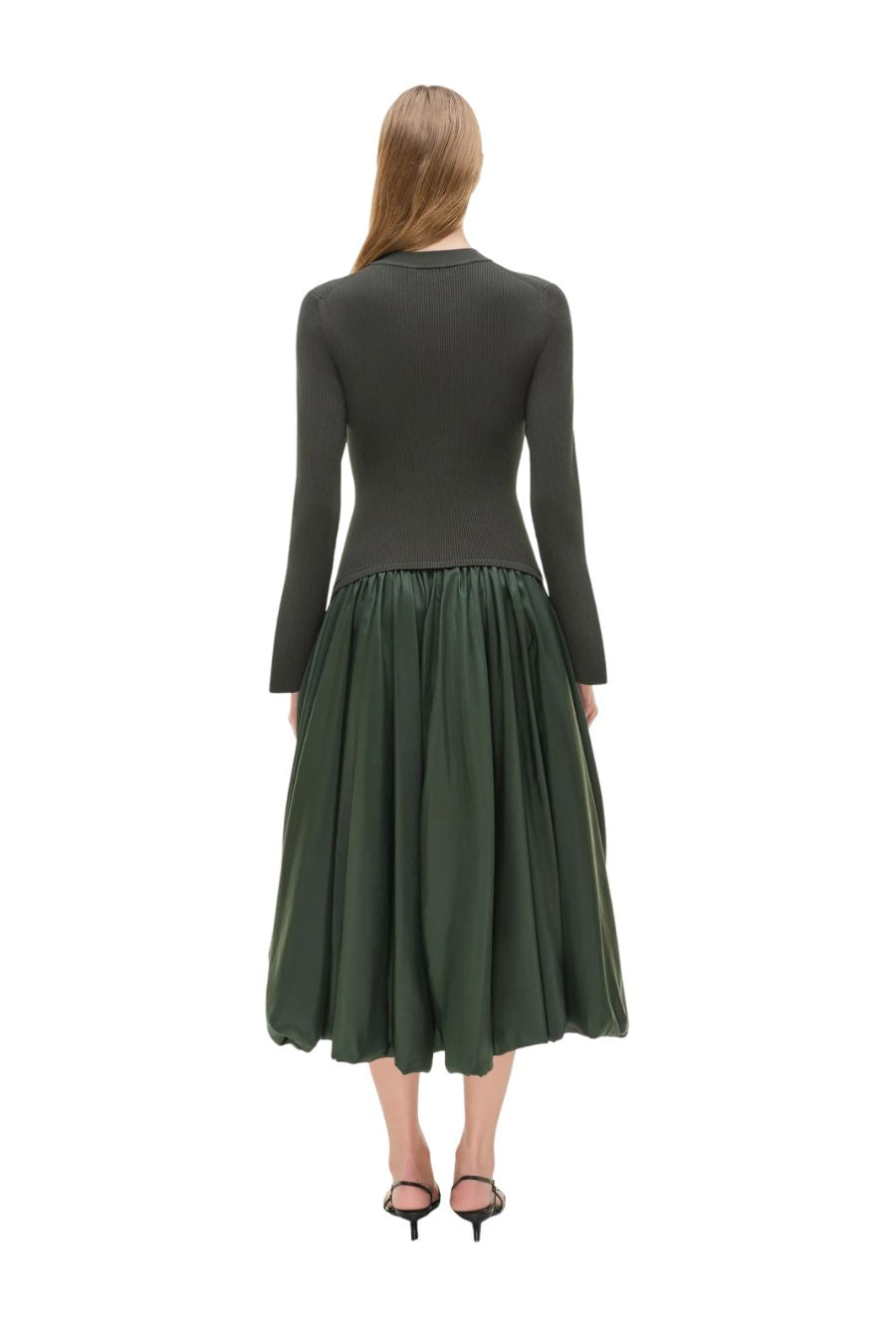 Kenlie Taffeta Knit Midi Dress in Cypress