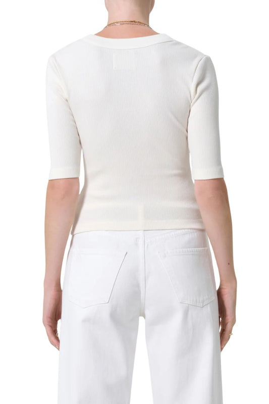 Nali Short Sleeve Henley in Plaster