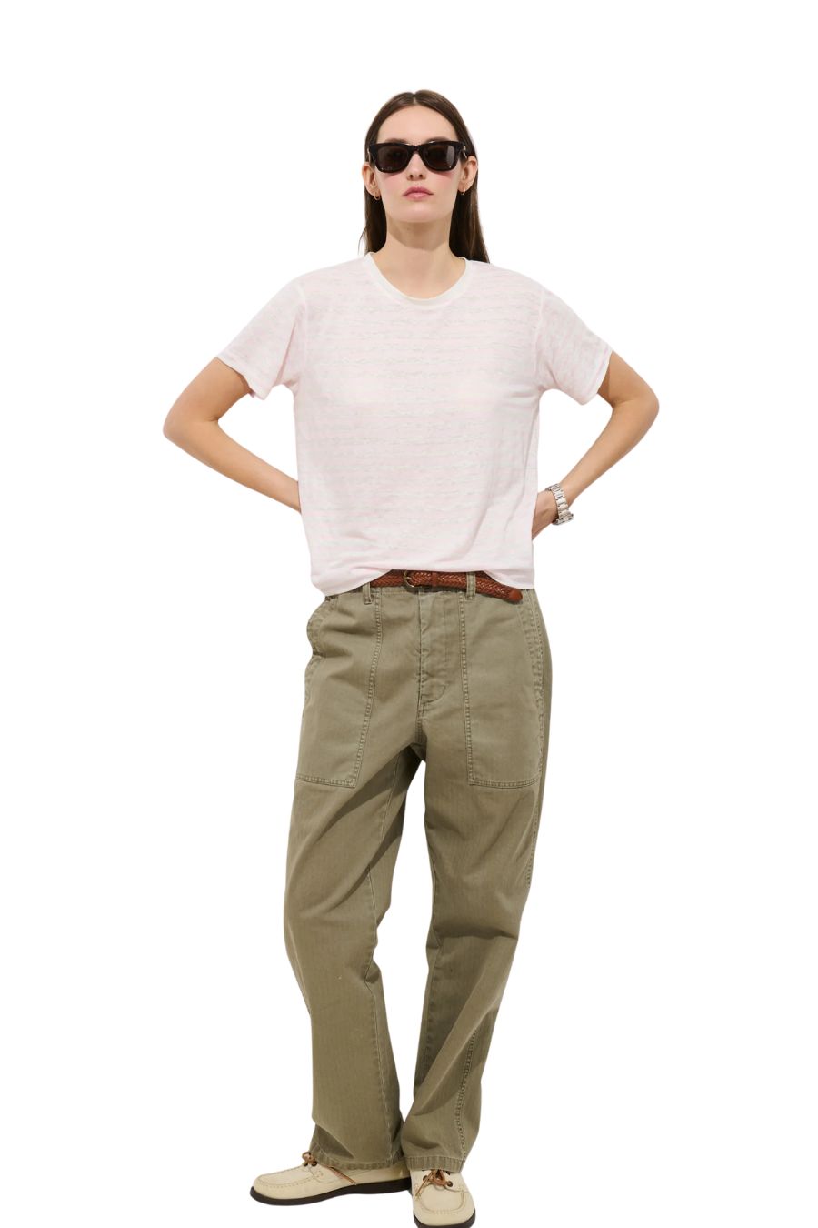 Garcon Striped Tee in Off White/Ballerina