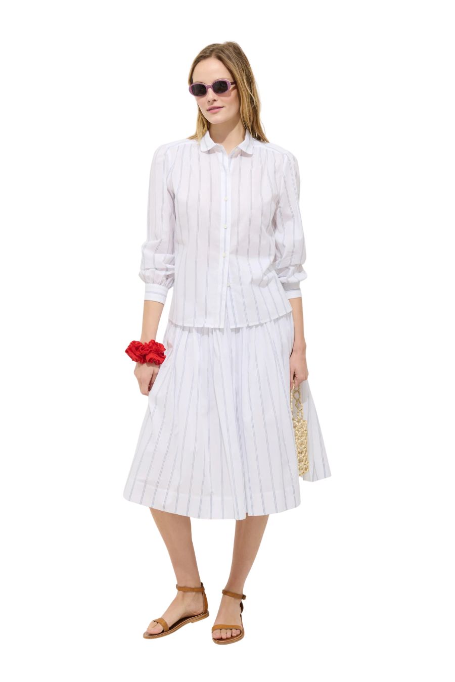 Hana Shirt in Ivory Ground Stripe