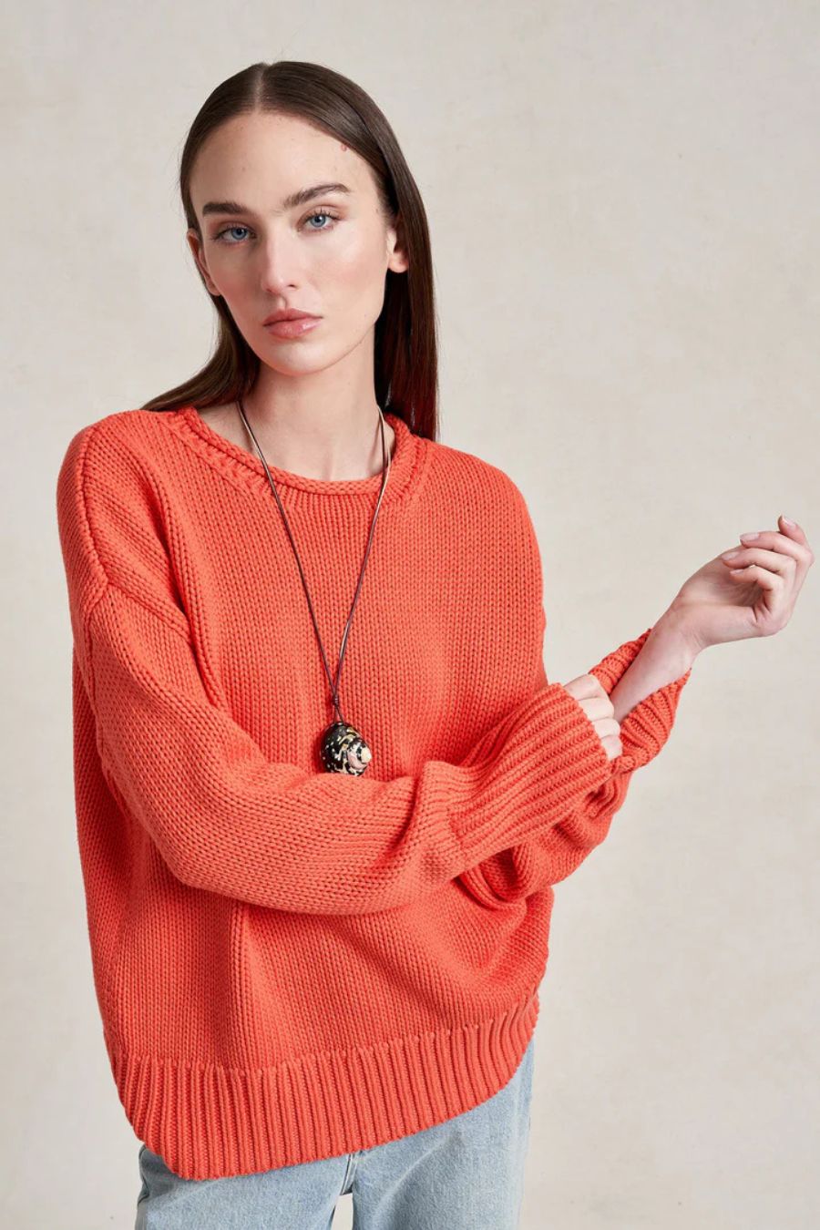Solid Marina Sweater in Coral