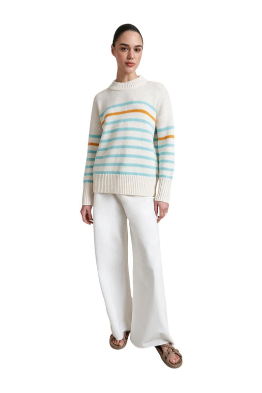 Marin Sweater in Ivory/Aqua/Tangerine