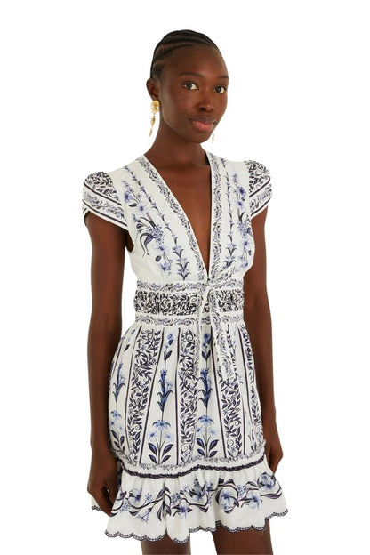Flowers Arch Mini Dress in Off-White