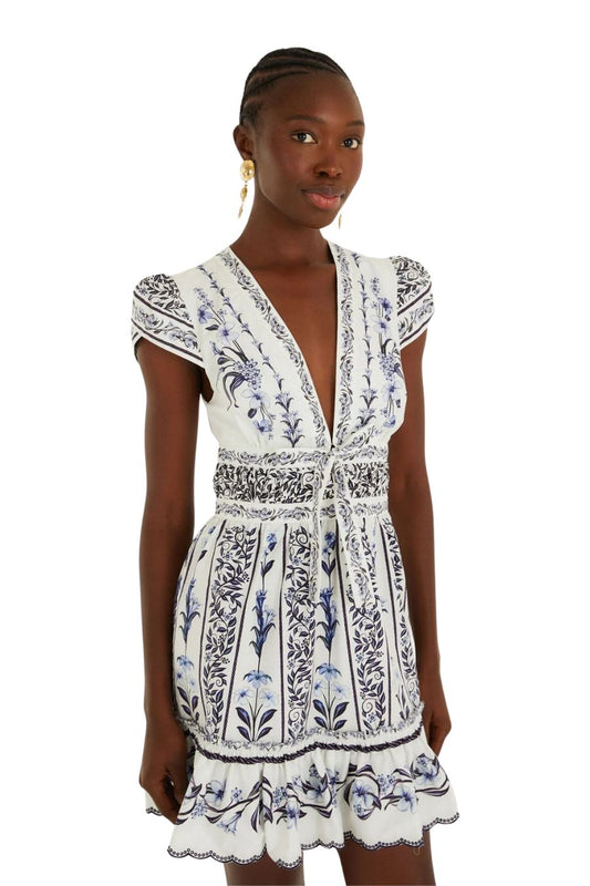 Flowers Arch Mini Dress in Off-White