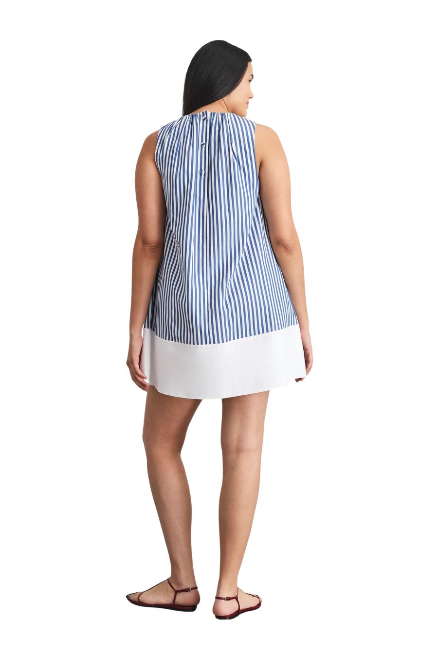 Hallie Dress in Optic White/French Blue