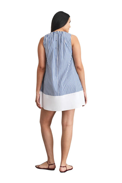 Hallie Dress in Optic White/French Blue