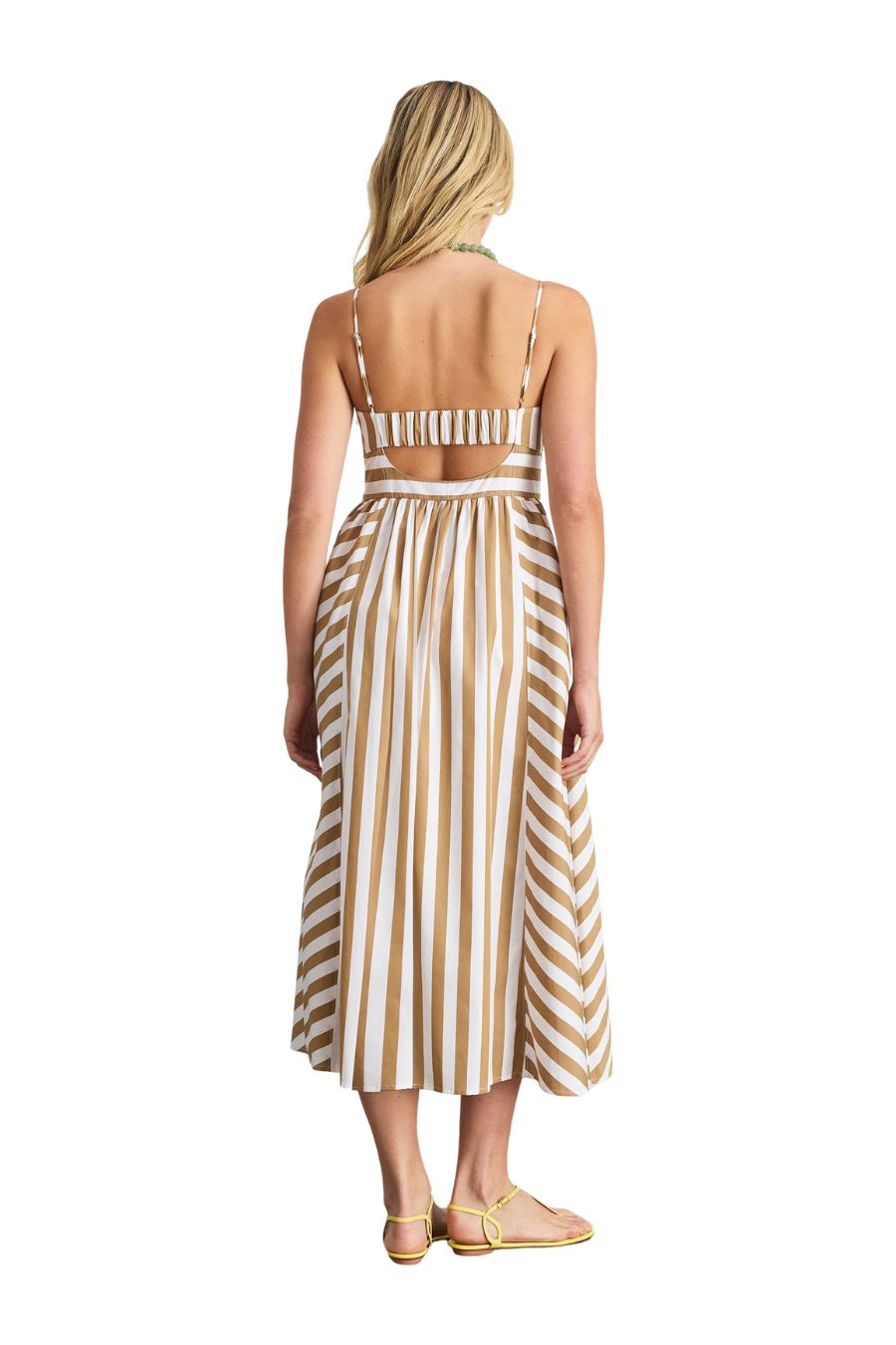 Vivien Dress in Optic White/Dark Khaki