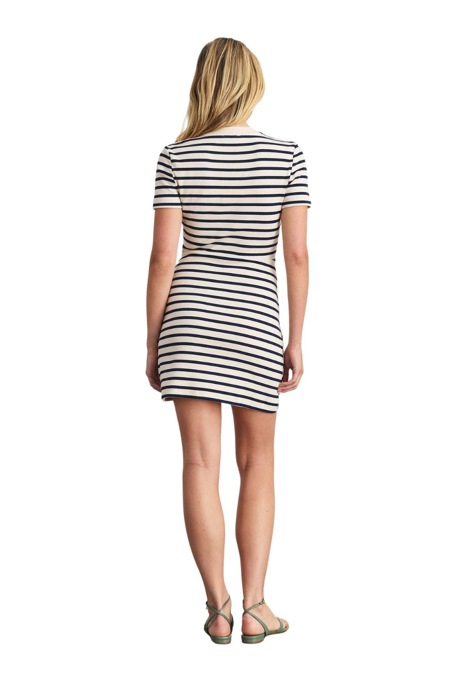 Short Striped Cody Dress in Cream/Classic Navy