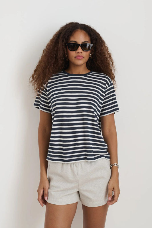 Garcon Striped Tee in Navy/Off White